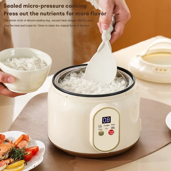 Mini Risekoger, Non-Stick Gryde, Digital Timer Kontrol,Gul
