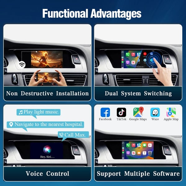 CarPlay-gränssnitt, Smartphone-integration, Plug & Play-installation,För mmi 3g