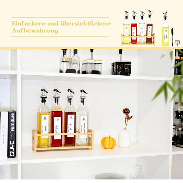Olja Dispenser Set, 4 Flaskor, Precision Hällpipar,Oljeflaska med hållare