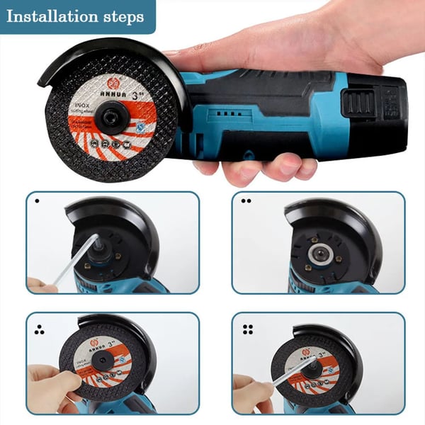 Vinkelsliber, Høj Hastighed 19500 RPM, Ergonomisk Håndtag,Med 2XBattery