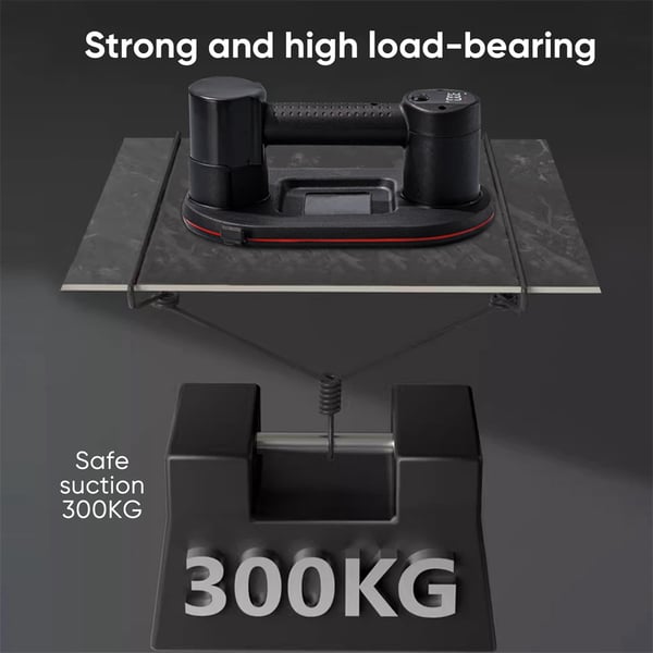Elektrisk vakuum sugekop, 300 KG belastningskapacitet, intelligent display,2 Batteri 1 EU Stik