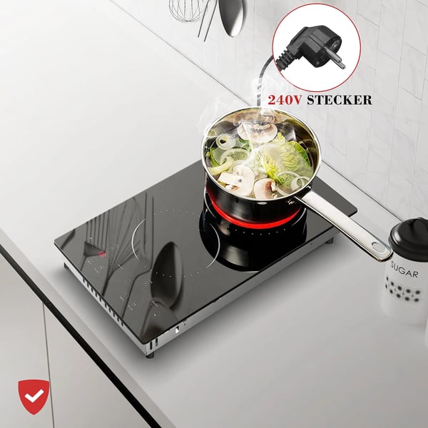 Glaskeramisk Kogeplade, 2 Kogezoner, Touchpad Kontrol,sort