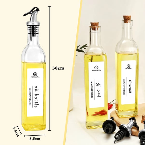 Olja Dispenser Set, 4 Flaskor, Precision Hällpipar,Oljeflaska med hållare