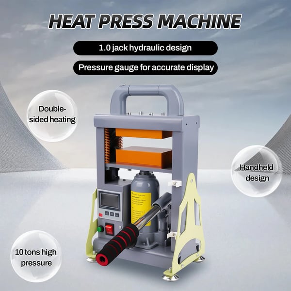 Manuel hydraulisk varmepresser, 600W energi, 5 tons trykkapacitet, smart LCD-kontrol, høj kvalitet rustfrit stålmateriale, kompakt og bærbart design