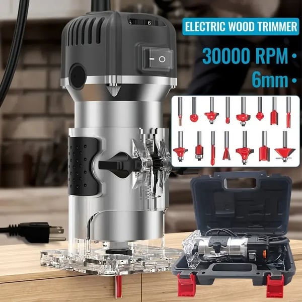 Puukäsittelyleikkuri, 800W Teho, 33000 RPM Nopeus,EU-pistoke