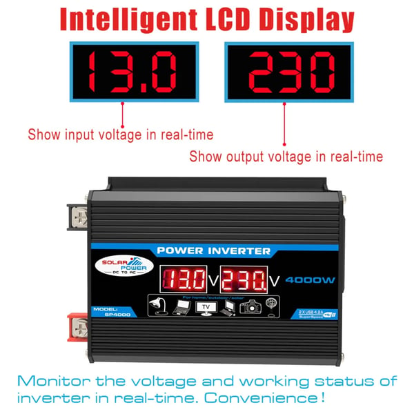 Ren Sinus Bølge Inverter, Dobbelt USB, Intelligent Kølesystem,4000W