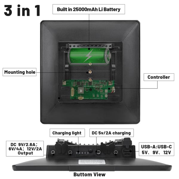 Trailkamera Solpanel, 25000mAh Kapacitet, IP66 Vandtæt Rating,WG25000