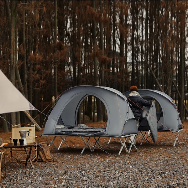 Camping Sæt, Kompakt Design, Fuld Komfort,GRÅ