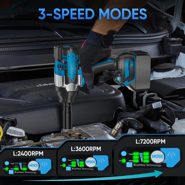 Elektrisk Slagnøgle, 1800 N.m Moment, Kompatibel med 18V Batterier,Med 1XBattery