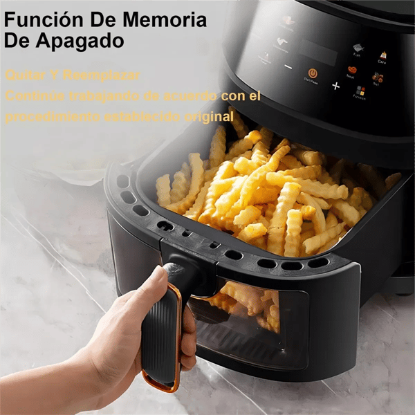 Air Fryer, 8L kapacitet, programmerbare madlavningsindstillinger,sort