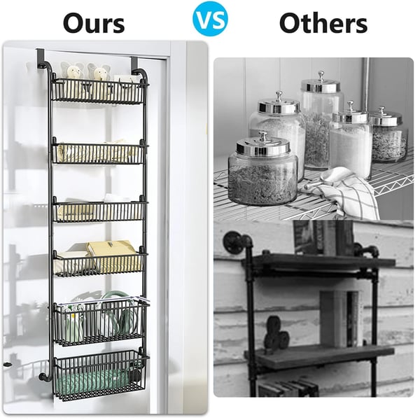 Opbevaringsreol, Over-Døren Design, Kraftige Metal Kurve,sort