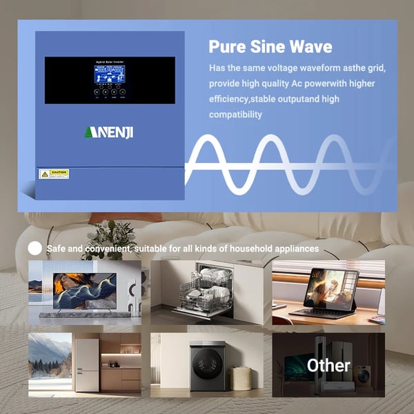 Sol inverter, ren sinuskurve, høj effektivitet,220-240V, ANJ-4000W-24V-WIFI, 24V