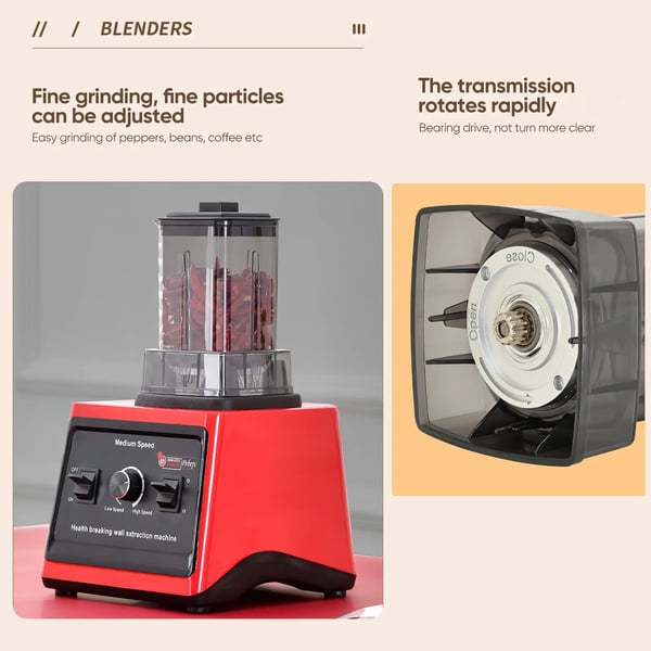 Blender, 3-i-1 Funktionalitet, Højhastighedsydelse,9500W