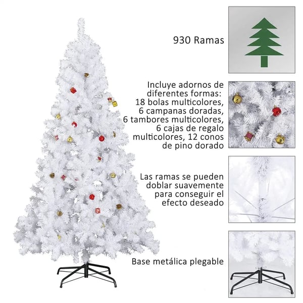 Julgran, 180 cm hög, grön färg, 150 dekorationer ingår, 1.8M