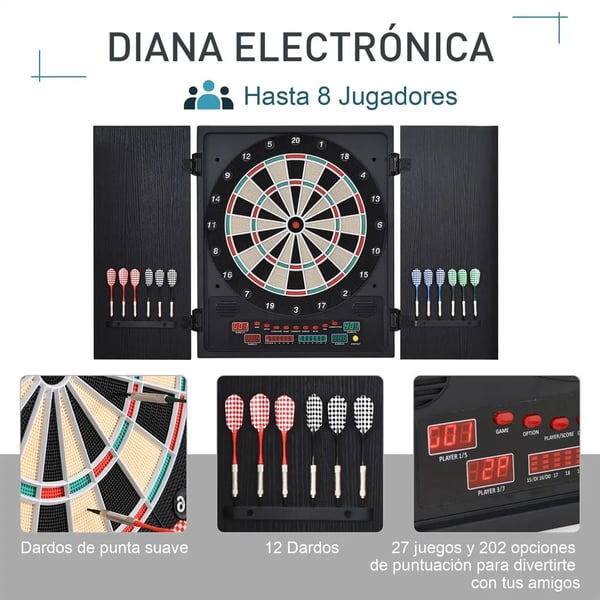 Digital elektronisk måltavla, 8 spelare, inkluderar 12 pilar