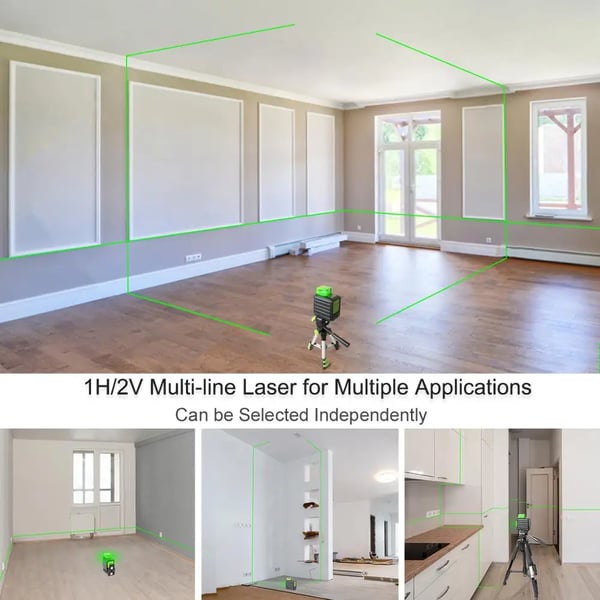 Laser Niveau, 360° Vandret Linje, Dobbelt Lodret Linjer, Selv-Niveauerende,Flere linjer
