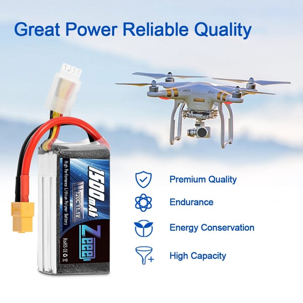 LiPo-batteri, 3S 11.1V, 1500mAh, 120C,3S 120C 1500 XT60