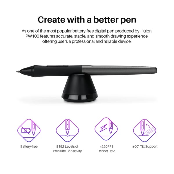 HUION Inspiroy H610X -piirtopöytä, 8192 paineentaso, Type-C-liitäntä,musta