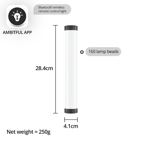 RGB Rørlys, Trådløs Kontrol, Justerbar Farvetemperatur,A2 Kit-2