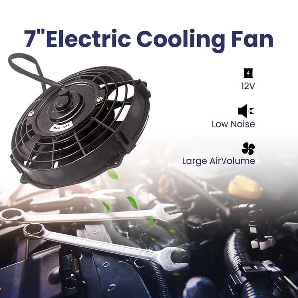 Motorolie Køler Kit, AN-10 Ind/Ud, 13,5" x 8,2" x 2", 7" Elektrisk Køleventilator, 1400 CFM, 12V Spænding