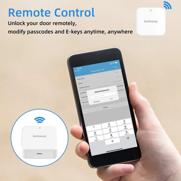 Elektronisk Dør Lås, Bluetooth 4.0, Wi-Fi, 220V Strømforsyning, Dimensioner B60 * H138 * D12 mm, CE Certificeret