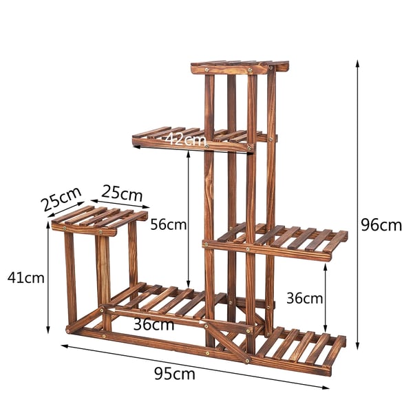 Træ Plantestativ, 6 Lag, Visning af Flere Planter, Khaki