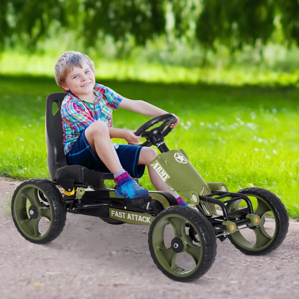 Pedal Go-Kart, Fire Hjul, Maksimal Belastning 35 kg, Unisex Design,Grøn