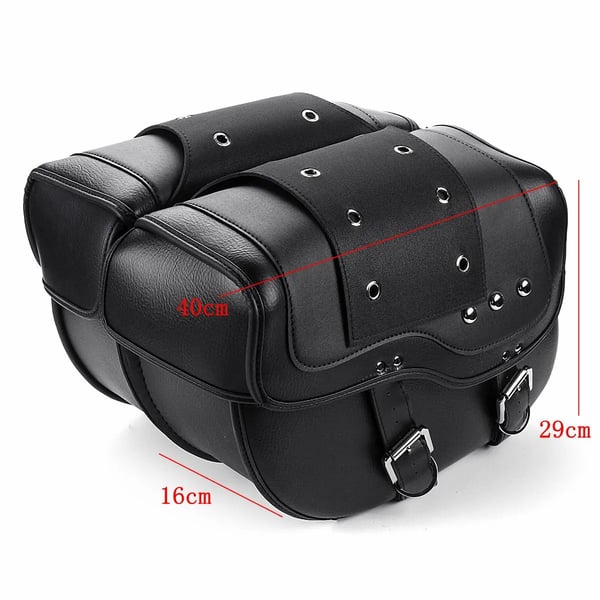 Motorcykelsaddeltaske, PU-læder, 40 x 16 x 30 cm, Venstre/Højre placering, Universel pasform, 3 kg