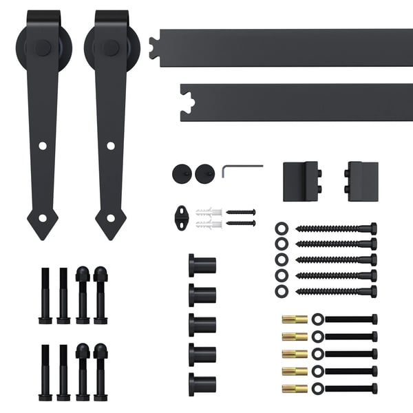 Skydedør Hardware Kit, Stål Konstruktion, 200 cm Længde, Understøtter Døre op til 100 kg, Samling Påkrævet, Egnet til Standard Døre