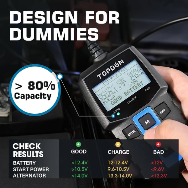 Bilbatteritestare, Kompakt Design, Flera Testfunktioner,BT100
