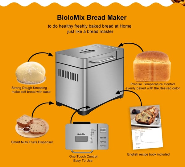Automatisk Brødbager, 650W Effekt, 1000g Kapacitet,BBM013, EU