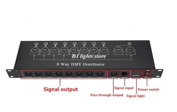 DMX-signalforstärkare, 8-vägs splitter, 15W effekt