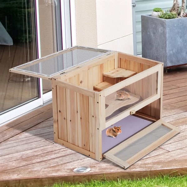 Hamsteri häkki, puinen muotoilu, viihtyisä ympäristö