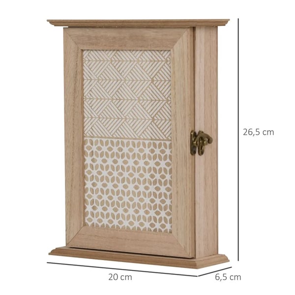 Avainlompakko, MDF-materiaali, 20 cm pituus, laatikkomainen muoto, vintage-tyyli, 6 koukun kapasiteetti