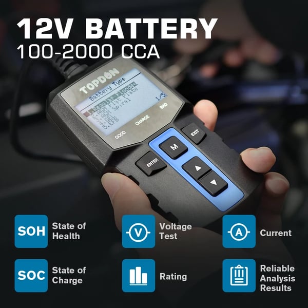 Bilbatteritestare, Kompakt Design, Flera Testfunktioner,BT100