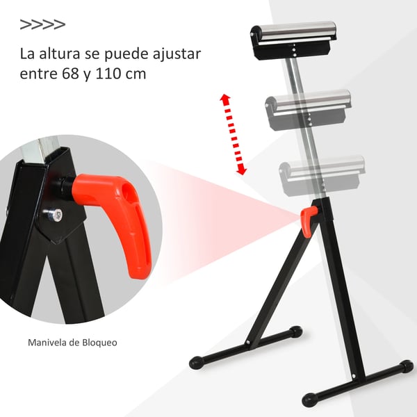 Justerbar foldbar rulleholder, højdeområde 68-110 cm, låsekran stabilitet