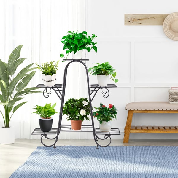 Plantebord, Multi-niveau Design, Holdbar Metal Konstruktion,sort