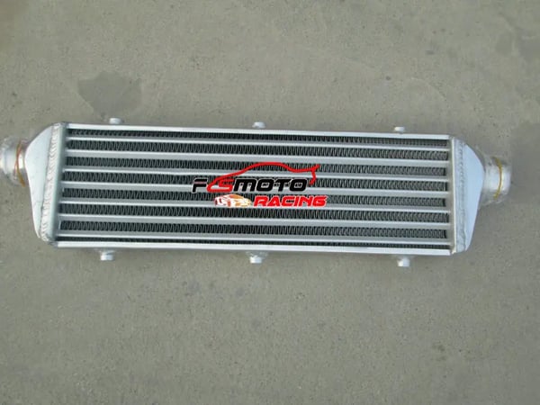 Intercooler, aluminium, 450x180x50 mm kerne, 600 mm længde, 55 mm ind-/udløb, højtydende design