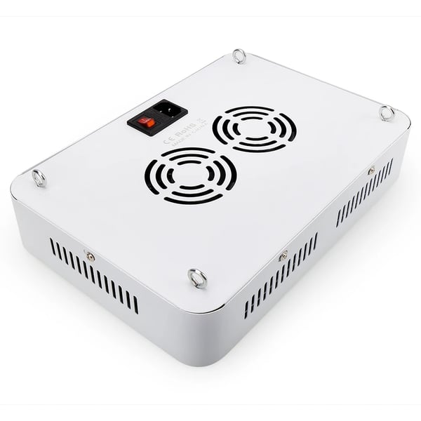 LED-kasvivalo, 1000W teho, täysivärinen spektri, AC 85-265V jännite, mitat 31cm x 21.5cm x 5.6cm, sopii hydroponiikkaan