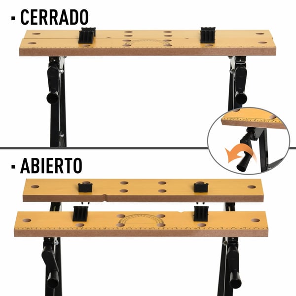 Foldbart Arbejdsbord, MDF Materiale, Dimensioner 120 x 60 x 75 cm, Maksimal Belastning 150 kg, Justerbar Jernklemme, Bærbart Design