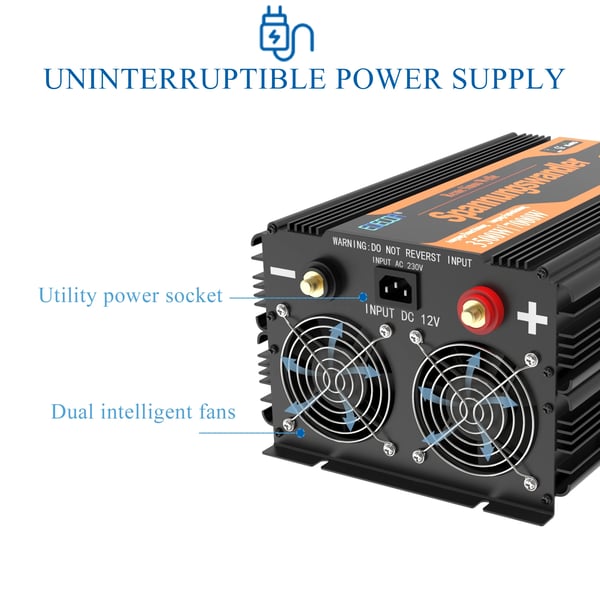 EDECOA UPS Inverter, 3500W Udgange, Ren Sinusbølge,220-240V, TYSKLAND, 12V