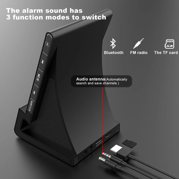 Bluetooth Højttaler Vækkeur, Multifunktionelt Design, LED Skærm,EU