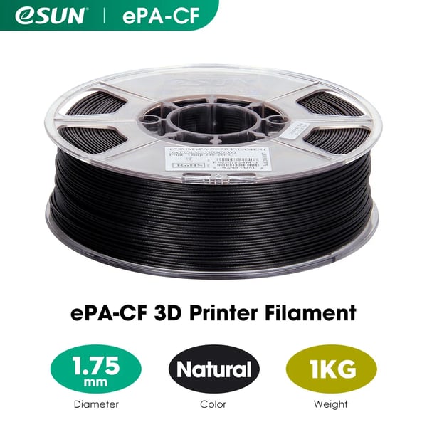3D-printer filament, kulfiberfyldt nylon, høj sejhed,1.75mm naturlig