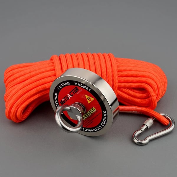 Salvage Fiskemagnet, 1100LBS Trækkraft, 15m Snor,Rød