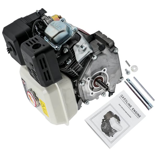 Erstatningsgasmotor, 5,5 HK, 4,1 KW, 4-takts, 3 cylinder, dimensioner 12x23x12 tommer