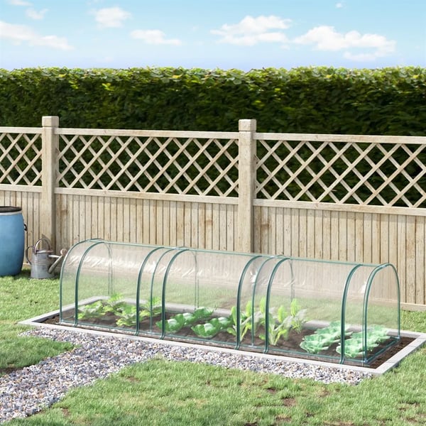 Drivhus, Stålramme, PVC-betræk, 350 cm x 100 cm x 80 cm, Tunneltype design, Vandtæt konstruktion