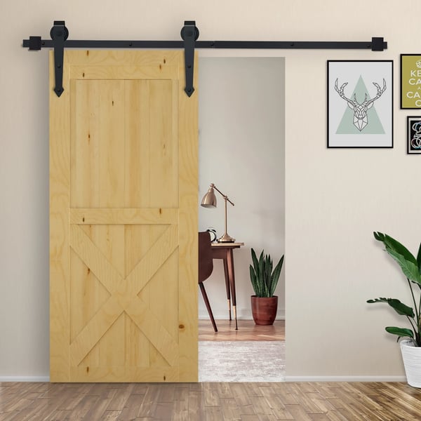 Skydedør Hardware Kit, Stål Konstruktion, 200 cm Længde, Understøtter Døre op til 100 kg, Samling Påkrævet, Egnet til Standard Døre