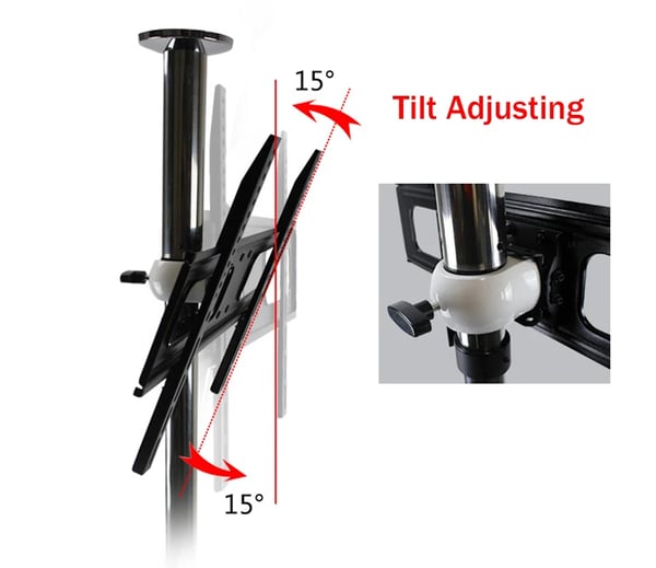 "TV Stativ Montering, Justerbar Højde 86-114cm, Egnet til 23""-65"" TV'er, Maksimal Belastning 45kg, VESA Kompatibilitet 100x100mm til 600x400mm, 360 Grad Rotation"