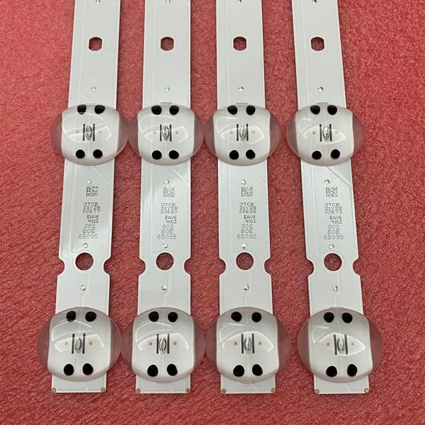 LED Baggrundsbelysningsstrimmel, 713 mm længde, 6V spænding, 9 LED'er pr. strimmel, kompatibel med LG-modeller, pakke med 4