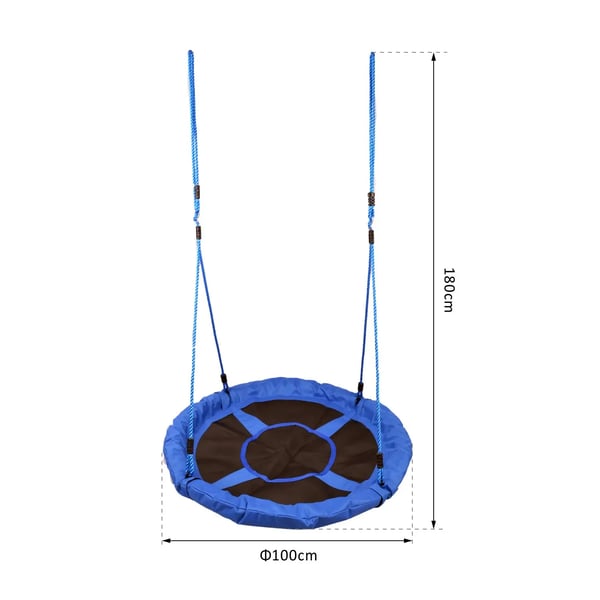 Havegyngen, Holdbart stof, Ø 100 cm, højde 180 cm, Egnet til op til 2 børn, Maksimal belastning 150 kg